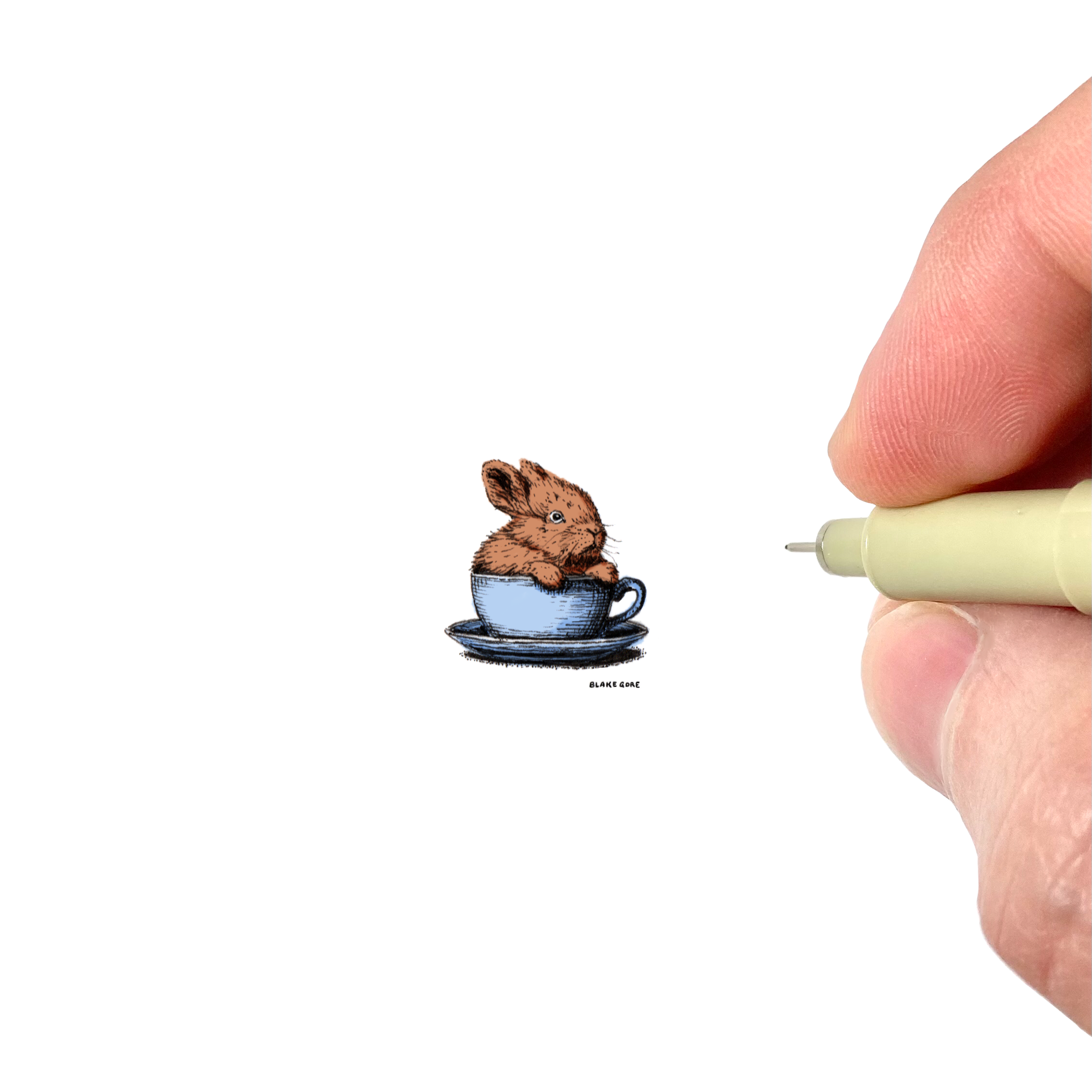 Teacup Rabbit, Miniature Artwork by Blake Gore – Blake Gore Miniature Art